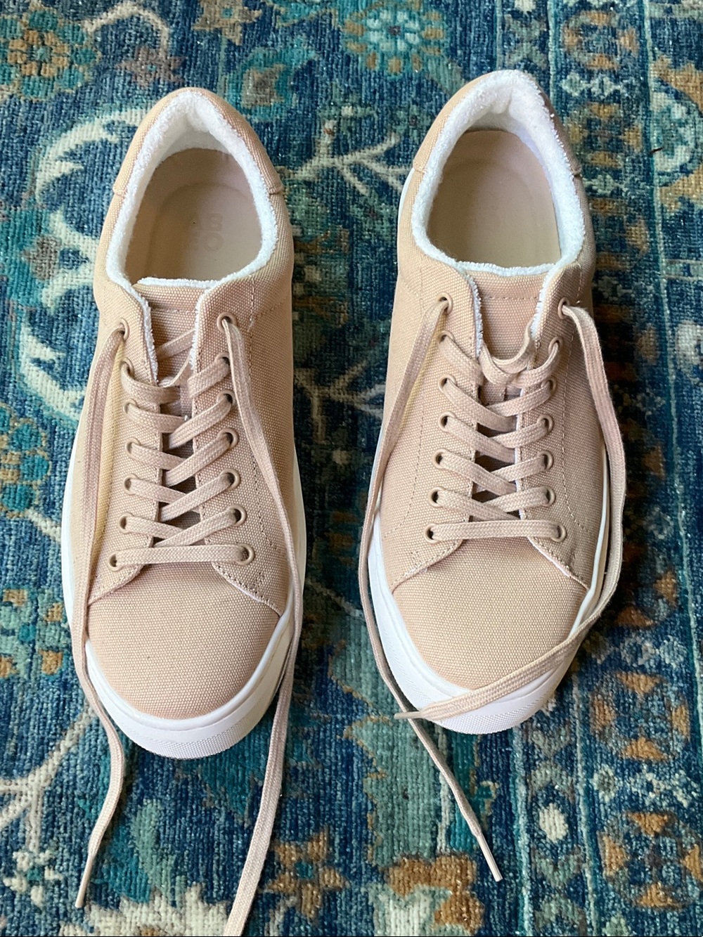 Abeo Canvas Lace-Up Sneakers in Light Beige